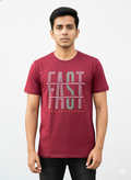 Men’s Maroon Graphic Printed Down Shoulder T-Shirt | Premium Cotton | 220 GSM