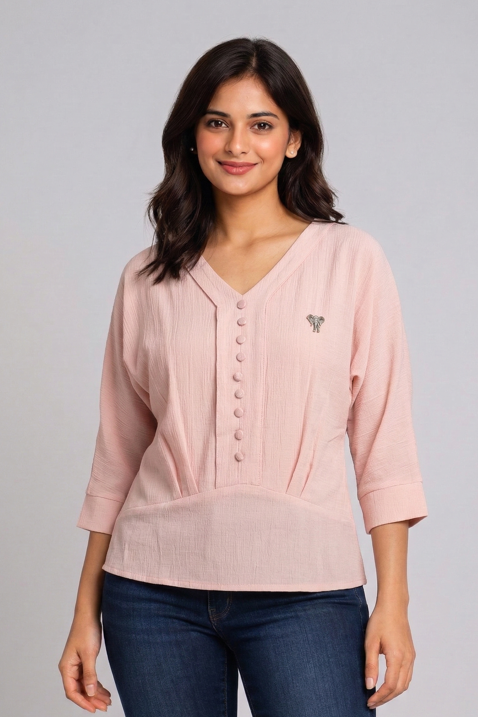 Women’s Elegant V-Neck Button-Down Casual Top