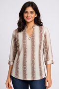 Women's Striped Bandhani Print Rayon Tunic