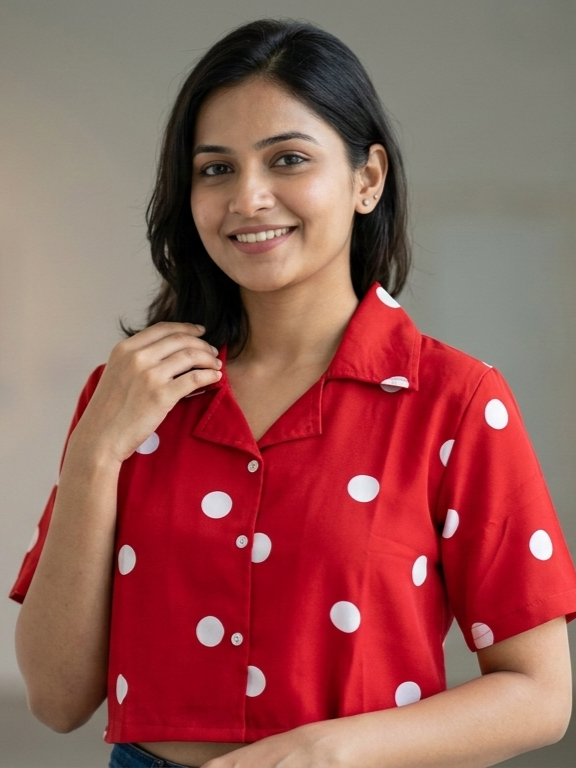 Trendy Collared Crop Shirt - SITASONI Exclusive
