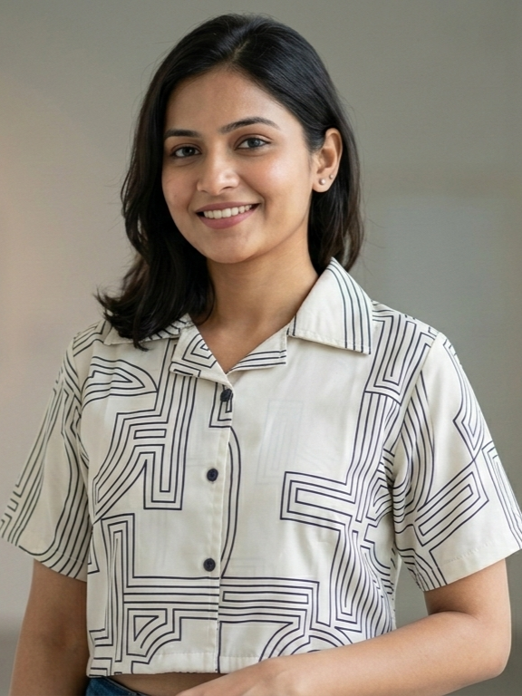 Trendy Collared Crop Shirt - SITASONI Exclusive