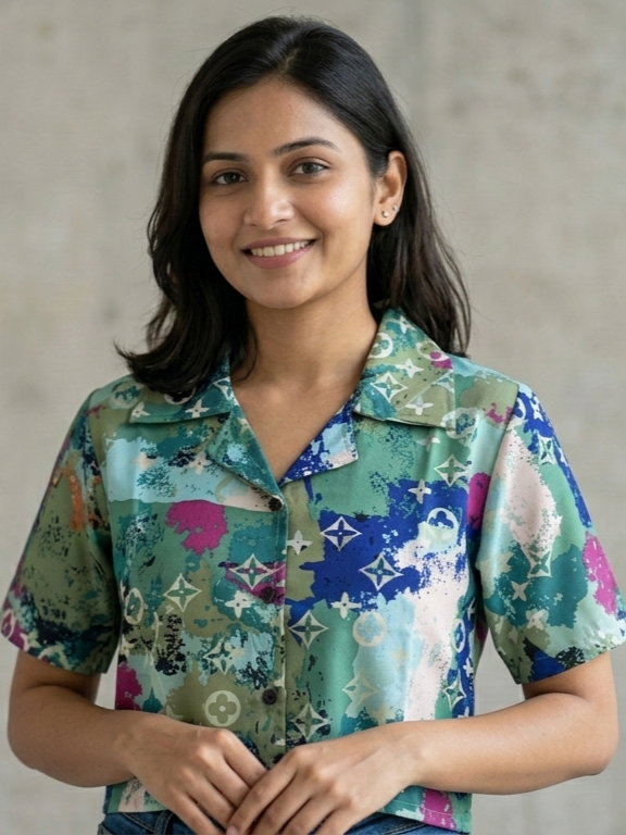 Trendy Collared Crop Shirt - SITASONI Exclusive